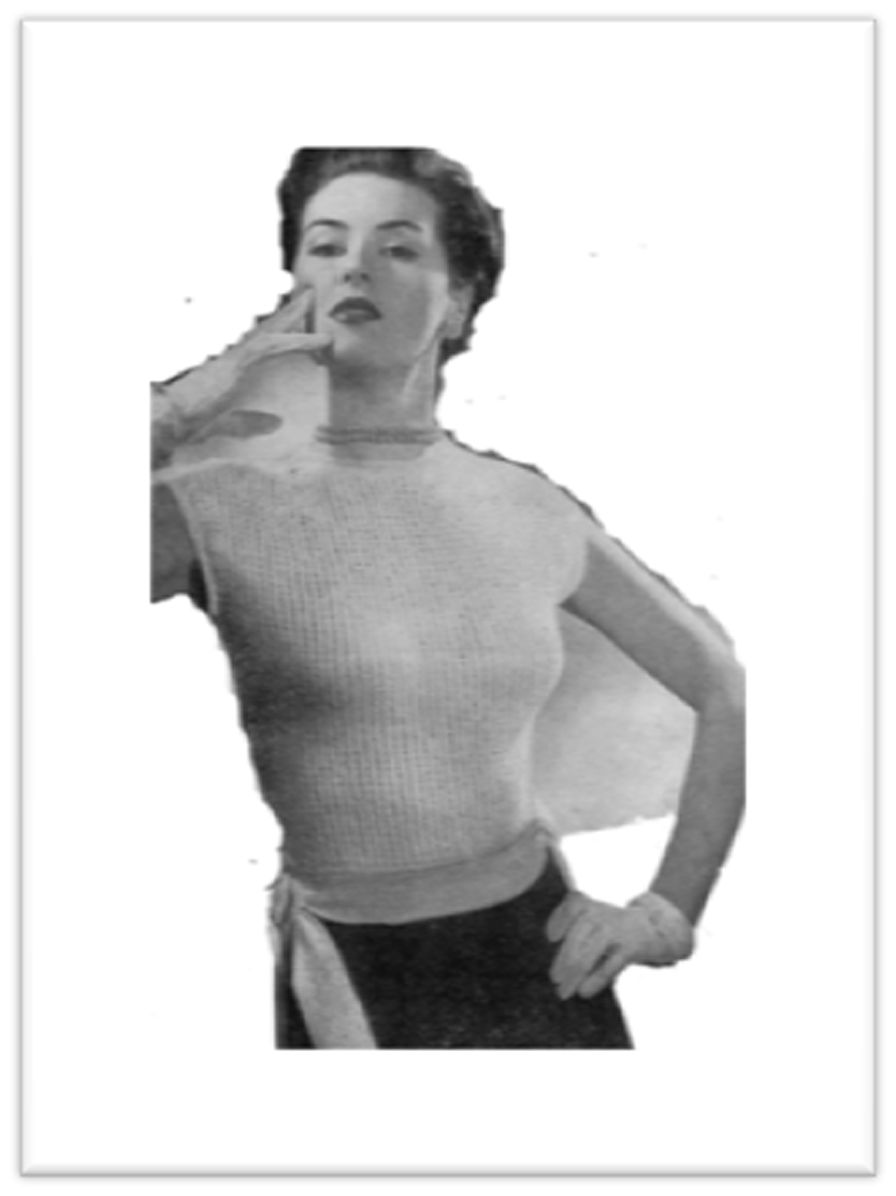 PATTERN #1766 WOMAN'S JUMPER WITH TIE WAIST VINTAGE KNITTING