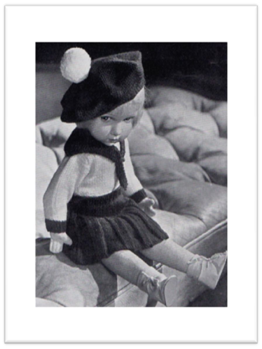 PATTERN #1777 SAILOR DOLL OUTFIT VINTAGE CROCHET