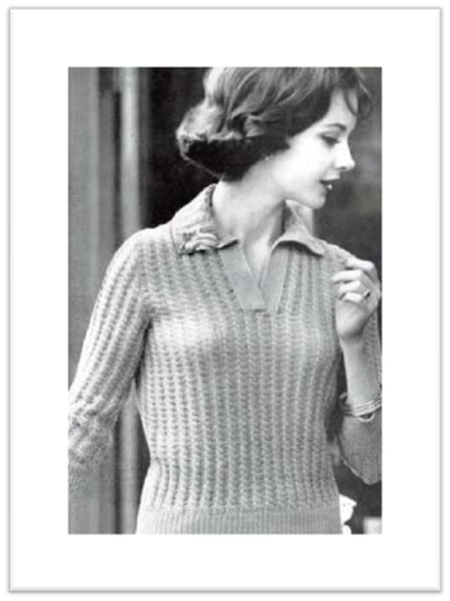 PATTERN #1828 CAROL SWEATER VINTAGE KNITTING