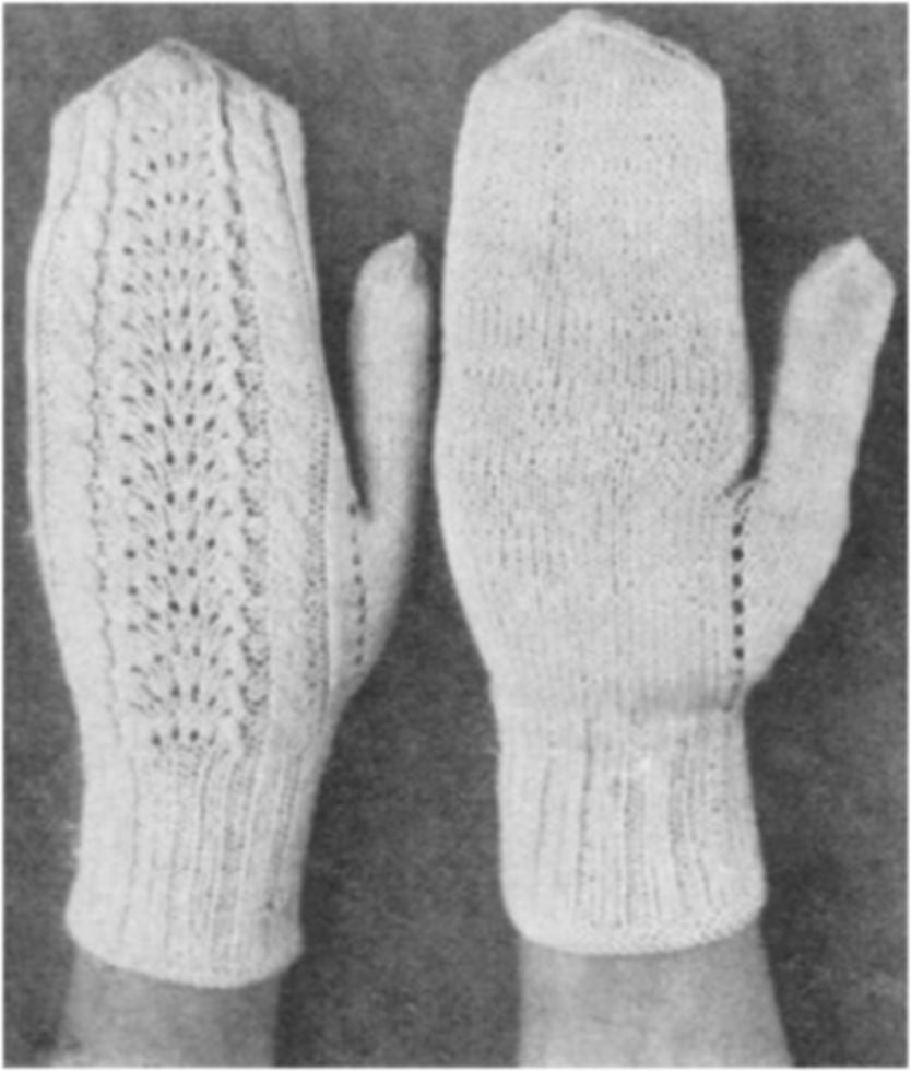 PATTERN #1981 LACE-STITCH MITTENS VINTAGE KNITTING