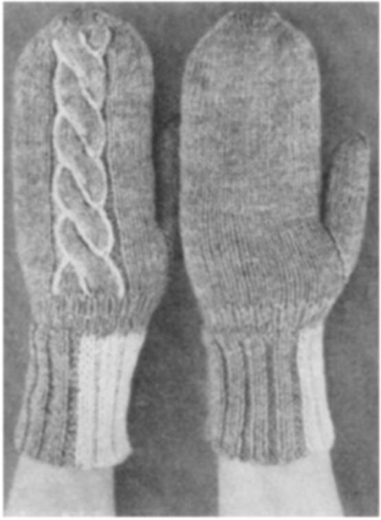 PATTERN #1982 MAMMOTH-CABLE MITTENS VINTAGE KNITTING