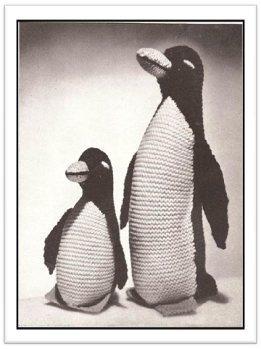PATTERN #2026 PENGUIN AND BABY VINTAGE KNITTING