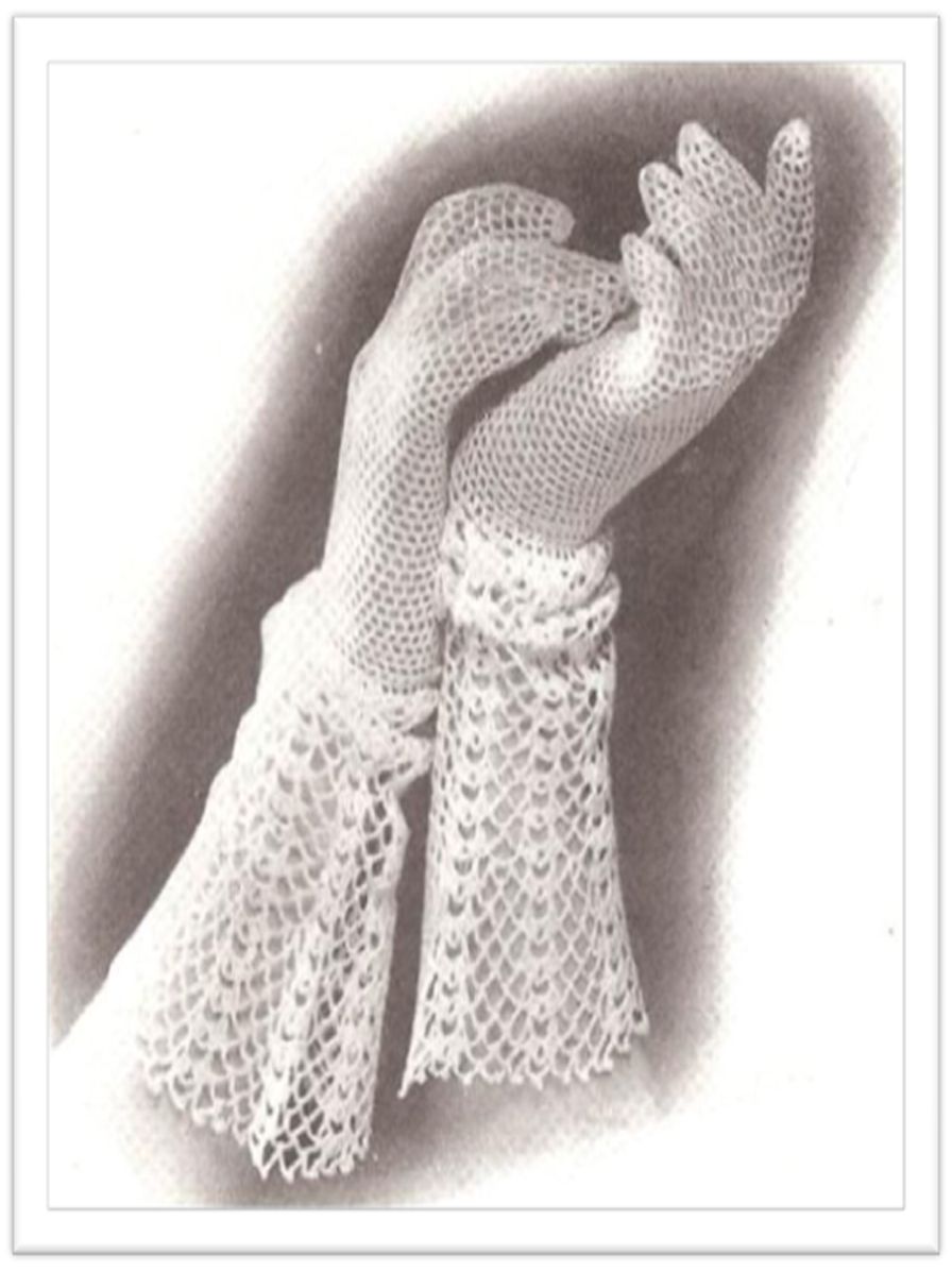 PATTERN #2033 GLOVE WITH LACE CUFF VINTAGE CROCHET
