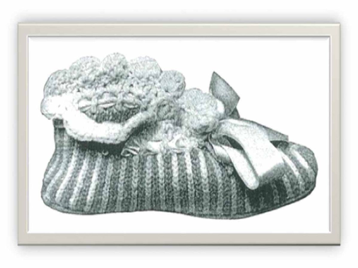 PATTERN #1124 BEDROOM SLIPPER VINTAGE CROCHET