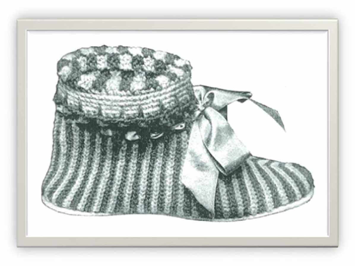 PATTERN #1125 BEDROOM SHOES VINTAGE CROCHET