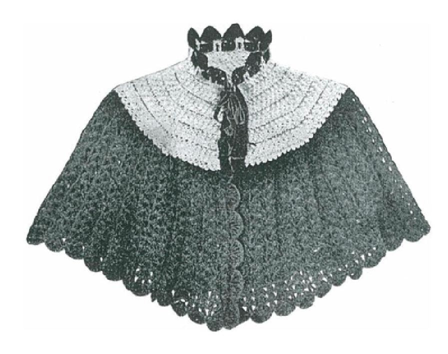 PATTERN #1149 LADIES YOKE CAPE VINTAGE CROCHET