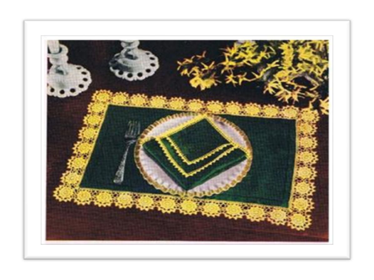 PATTERN #1172 GREEN PLACE MATS AND NAPKINS VINTAGE CROCHET