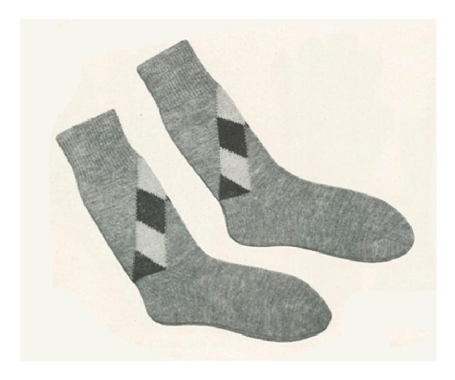 PATTERN #1406 SHELDON MEN'S ARGYLE SOCKS VINTAGE KNITTING