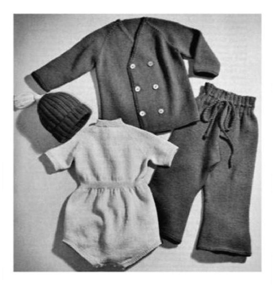 PATTERN #1422 KNITTED FOUR-PIECE SPORT SET VINTAGE KNITTING