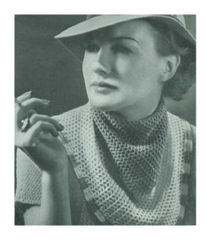 PATTERN #1428 ESME SPORTS SCARF VINTAGE CROCHET