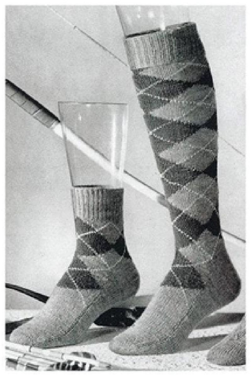 PATTERN #1446 HINSDALE LONG AND SHORT ARGYLE SOCKS VINTAGE KNITTING