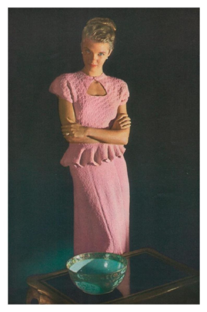 PATTERN #1465 PETALLED PEPLUM VINTAGE KNITTING
