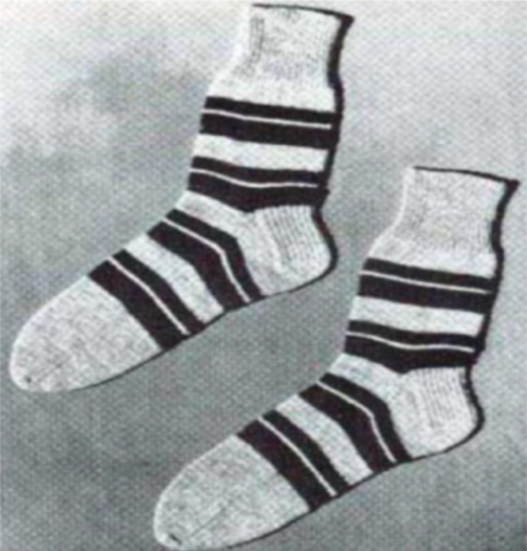 PATTERN #1666 PARKER STRIPED SOCKS VINTAGE KNITTING