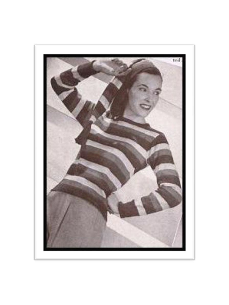 PATTERN #1089 STRIPED SHIRT AND CAP VINTAGE KNITTING