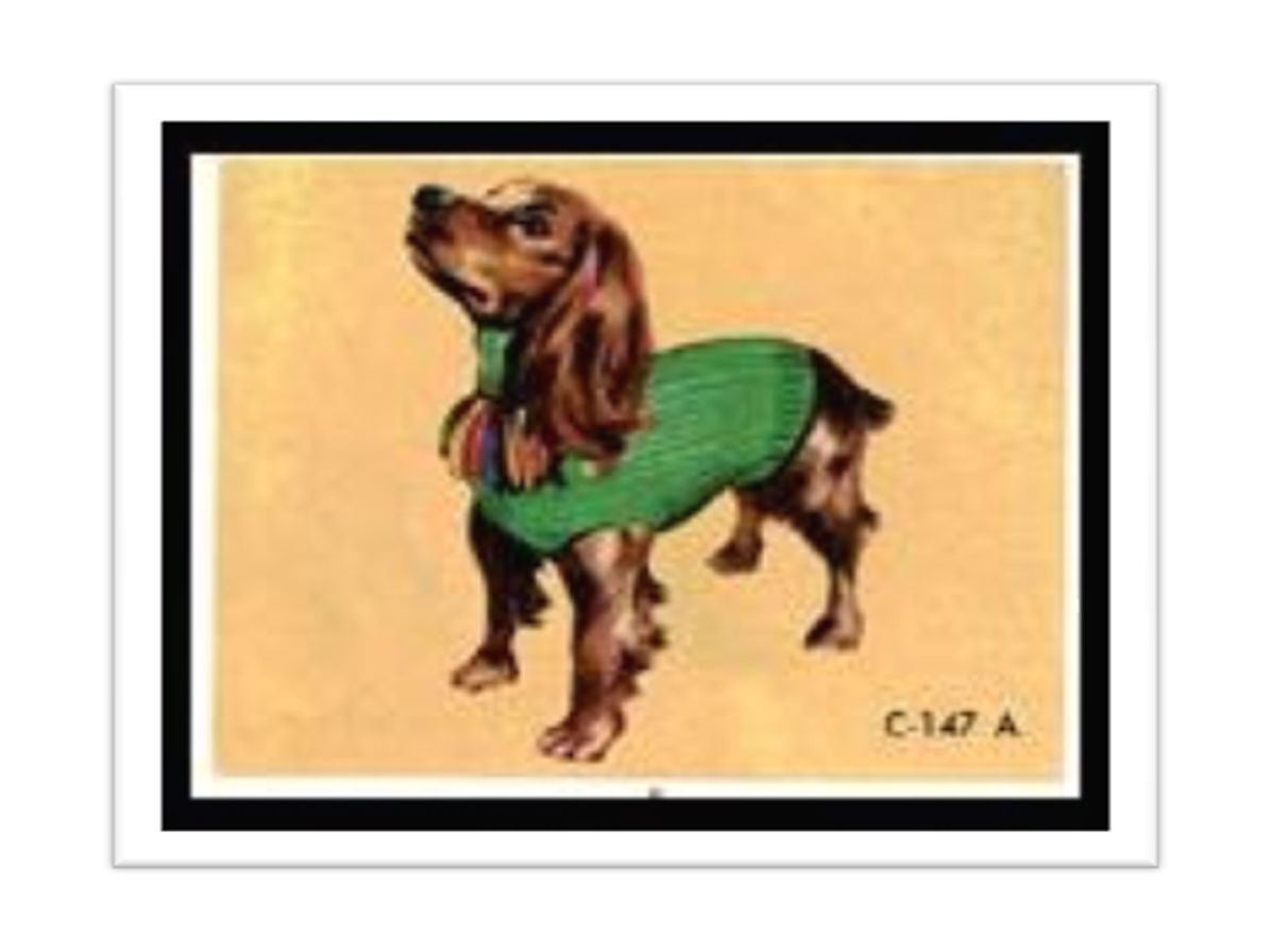 PATTERN #1090 PUNCHINELLO DOG SWEATERS VINTAGE KNITTING