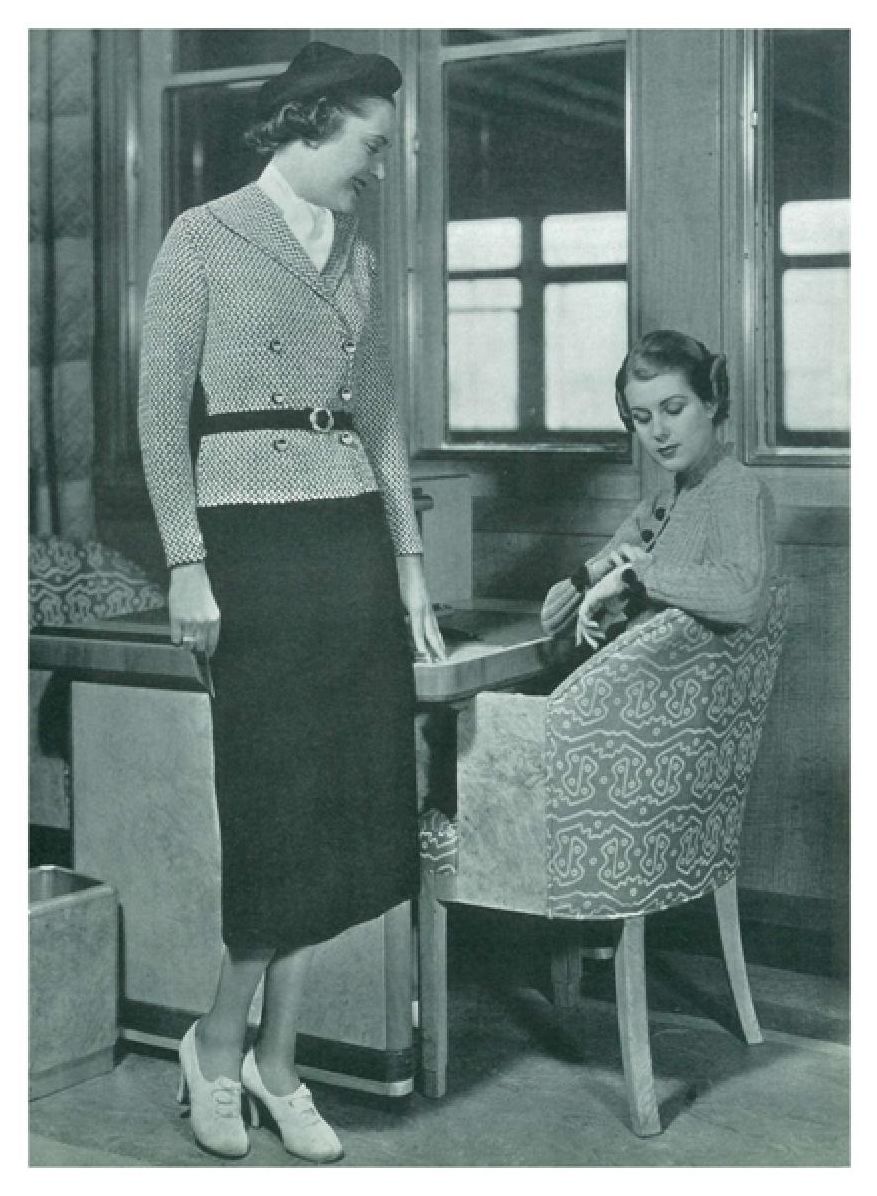 PATTERN #1100 TEA TIME - TWO PIECE SUIT VINTAGE KNITTING