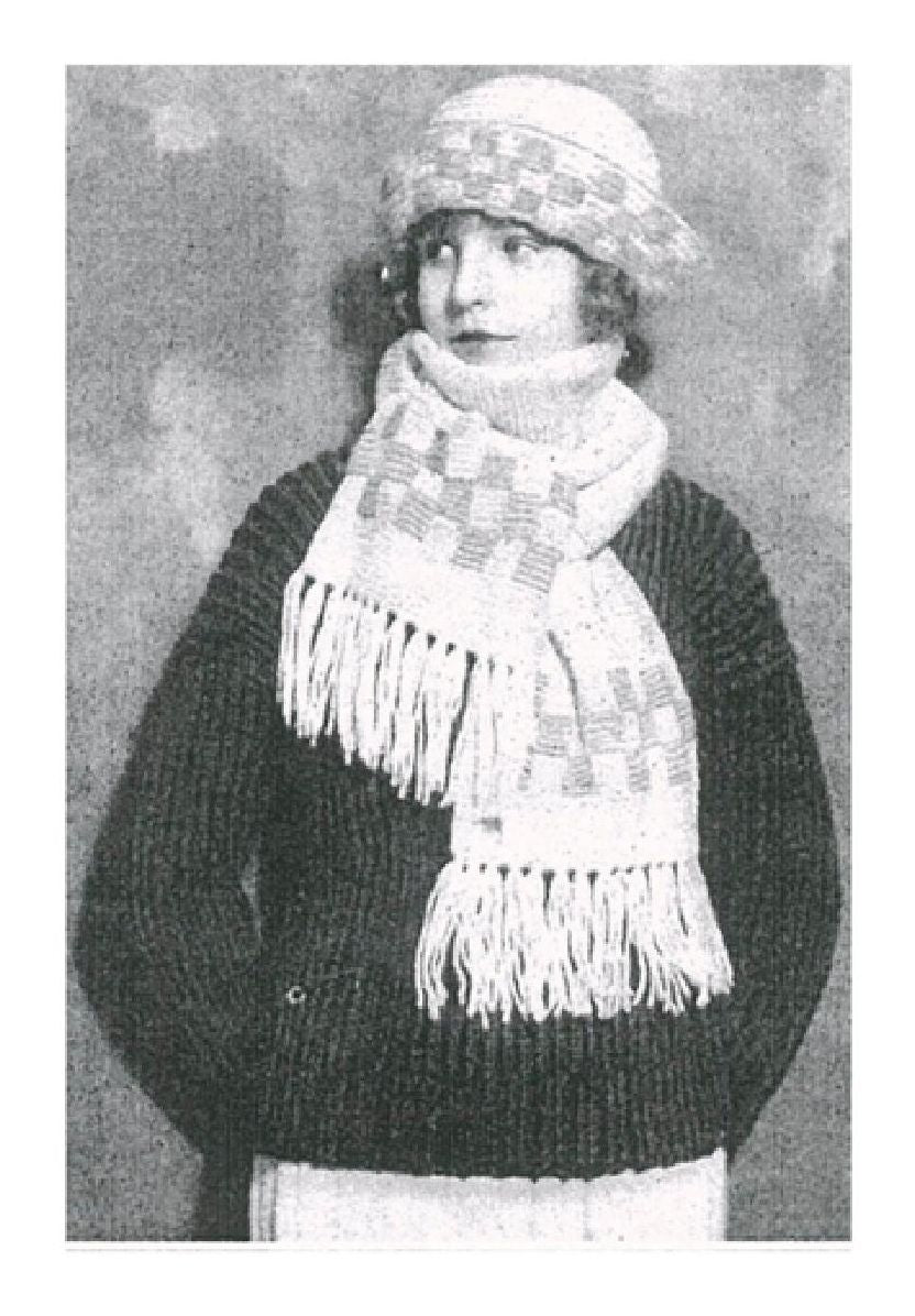 PATTERN #1211 THE CHECKERS SCARF AND HAT VINTAGE KNITTING