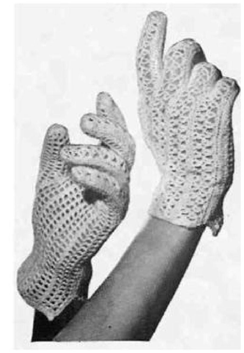 PATTERN #1349 CROCHETED GLOVES VINTAGE CROCHET