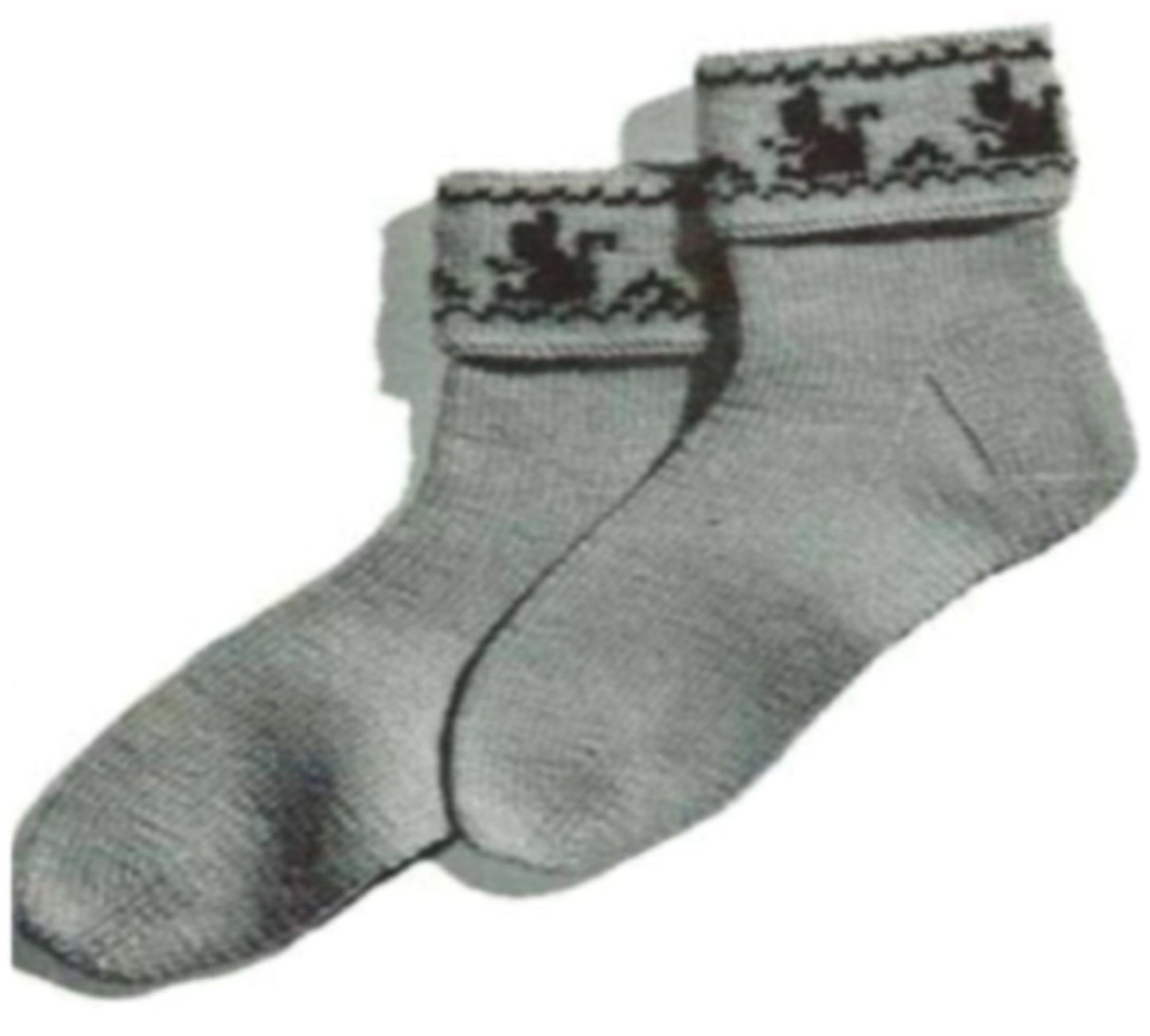 PATTERN #1690 SQUIRREL-CUFF SOCKS VINTAGE KNITTING