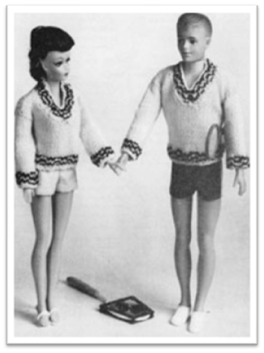 PATTERN #1721 KEN BARBIE CABLE STITCH SLIPOVER VINTAGE KNITTING
