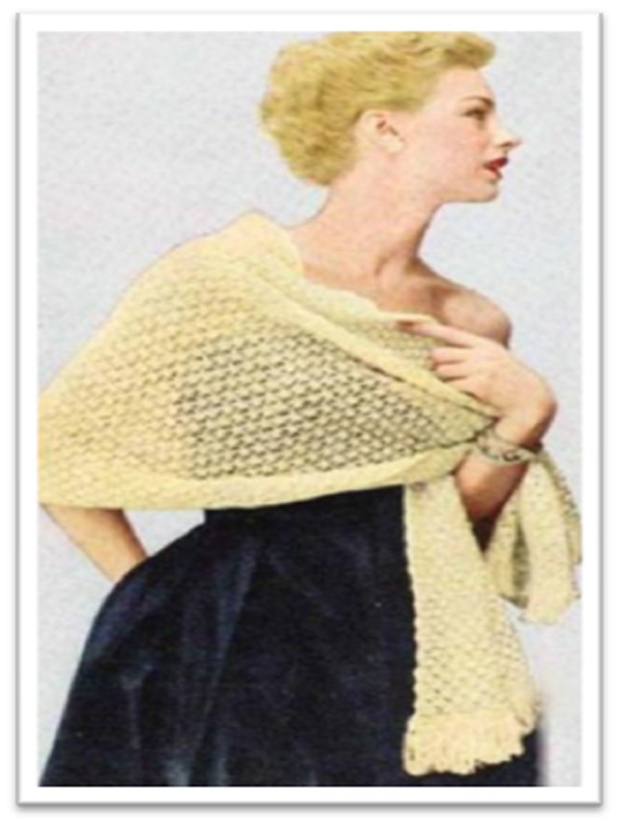 PATTERN #1741 COUNTRY CLUB SHAWL VINTAGE KNITTING