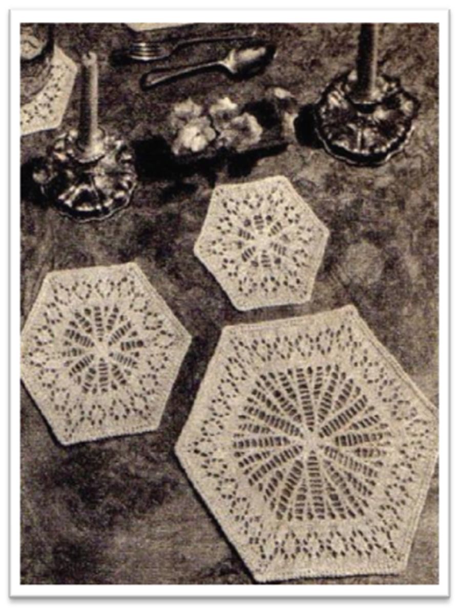 PATTERN #1754 HEXAGONAL MATS VINTAGE KNITTING
