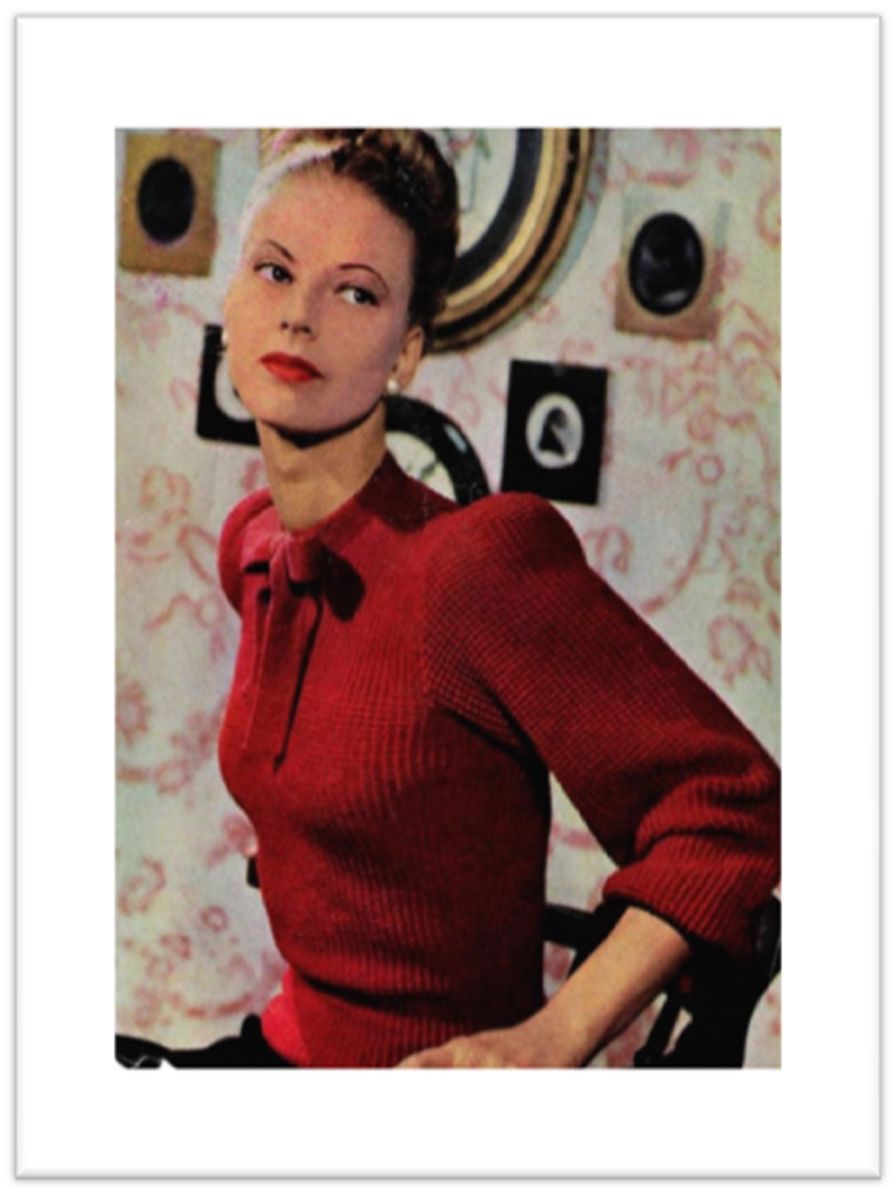 PATTERN #1757 TIE NECK JUMPER VINTAGE KNITTING
