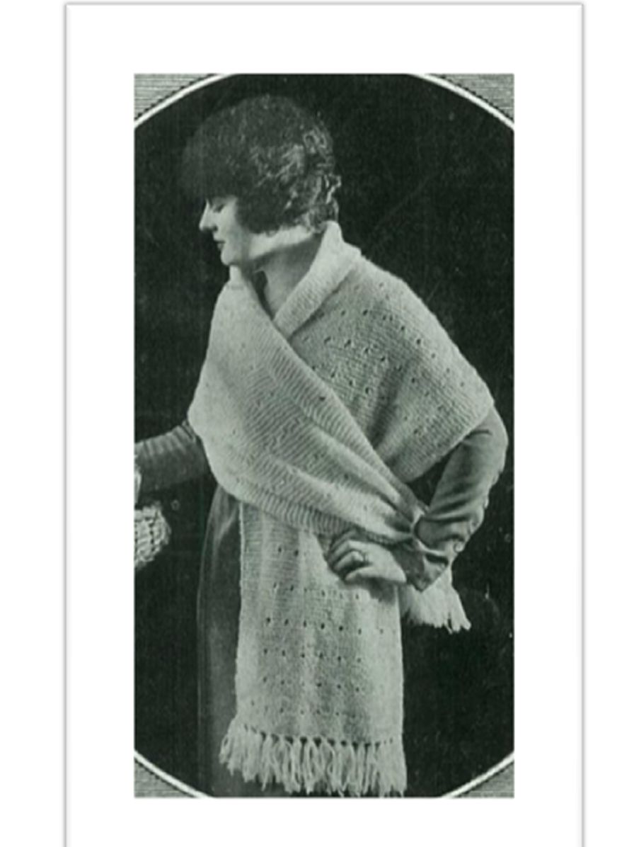 PATTERN #1518 LADIES' KNITTED SHAWL VINTAGE KNITTING