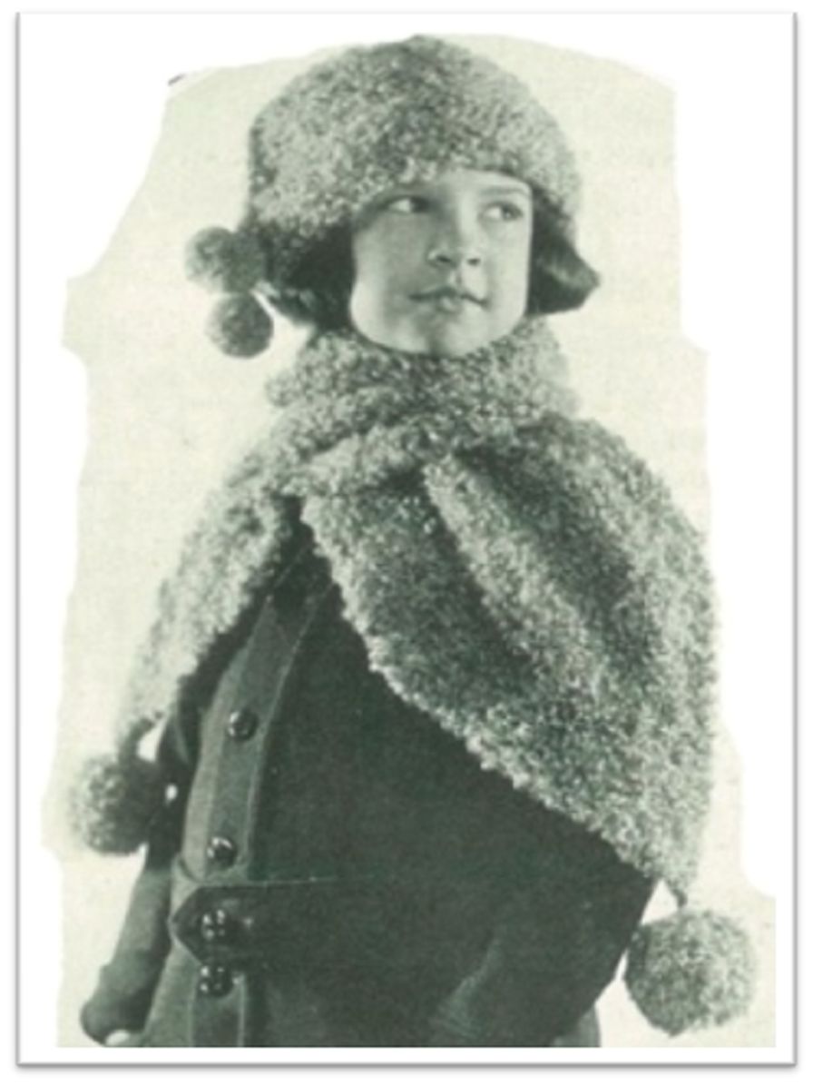 PATTERN #1587 GIRL'S SCARF AND CAP VINTAGE KNITTING