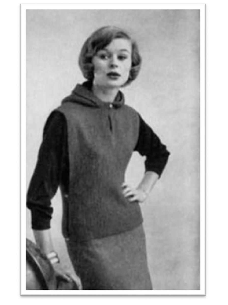 PATTERN #1589 PONCHO WITH HOOD VINTAGE KNITTING