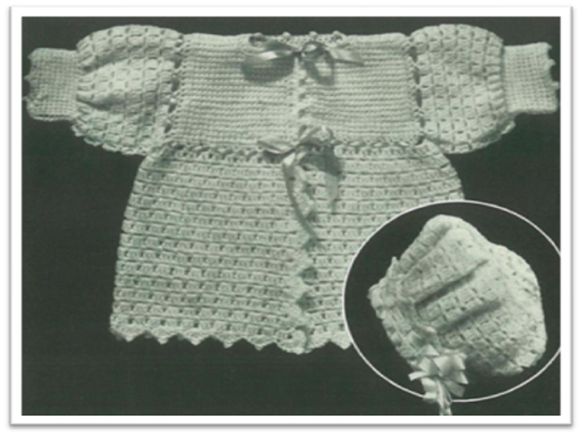 PATTERN #1590 DEBBIE SACQUE AND CAP VINTAGE KNITTING
