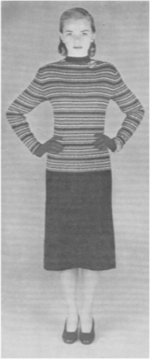 PATTERN #1926 TWO-PIECE, STRIPED VINTAGE KNITTING