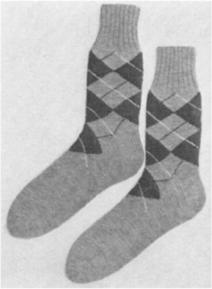 PATTERN #1962 ARGYLE SOCKS, MEN VINTAGE KNITTING