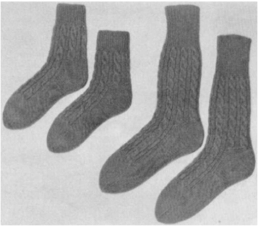 PATTERN #1965 CABLE STITCH SOCKS VINTAGE KNITTING