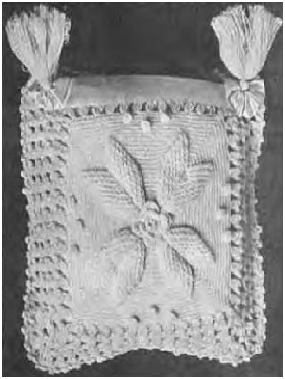 PATTERN #0491 INFANT'S CARRIAGE PILLOW WITH CROCHET TOP VINTAGE CROCHET