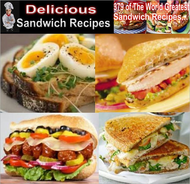 379 of The World Greatest Sandwich Recipes - Make great sandwiches to share at your next picnic, backyard party or tailgate party. Never have a boring lunch again! Here you will find the recipes for traditional sandwiches as well as unique variations.