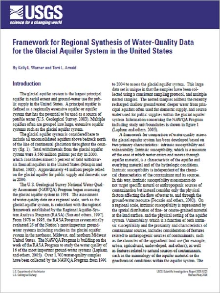 Framework for Regional Synthesis of Water-Quality Data for the Glacial Aquifer System in the United States