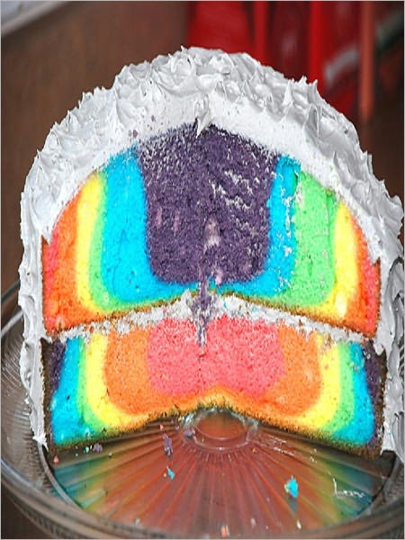 RAINBOW CAKE Recipe ~ Marbled BRIGHT COLORS ~ EASY