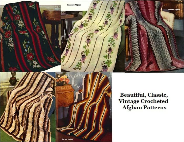 Beautiful, Classic, Vintage Crocheted Afghan Patterns