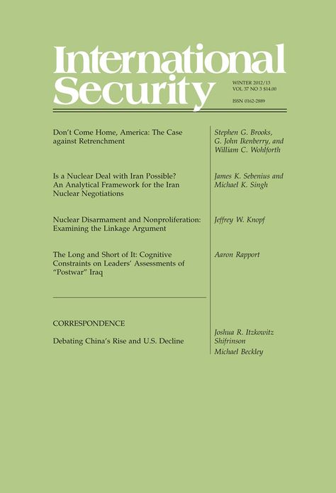 International Security 37:3 (Winter 2012/13)