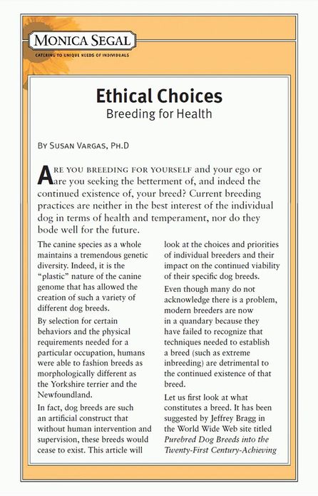 Ethical Choices - Breeding For Health