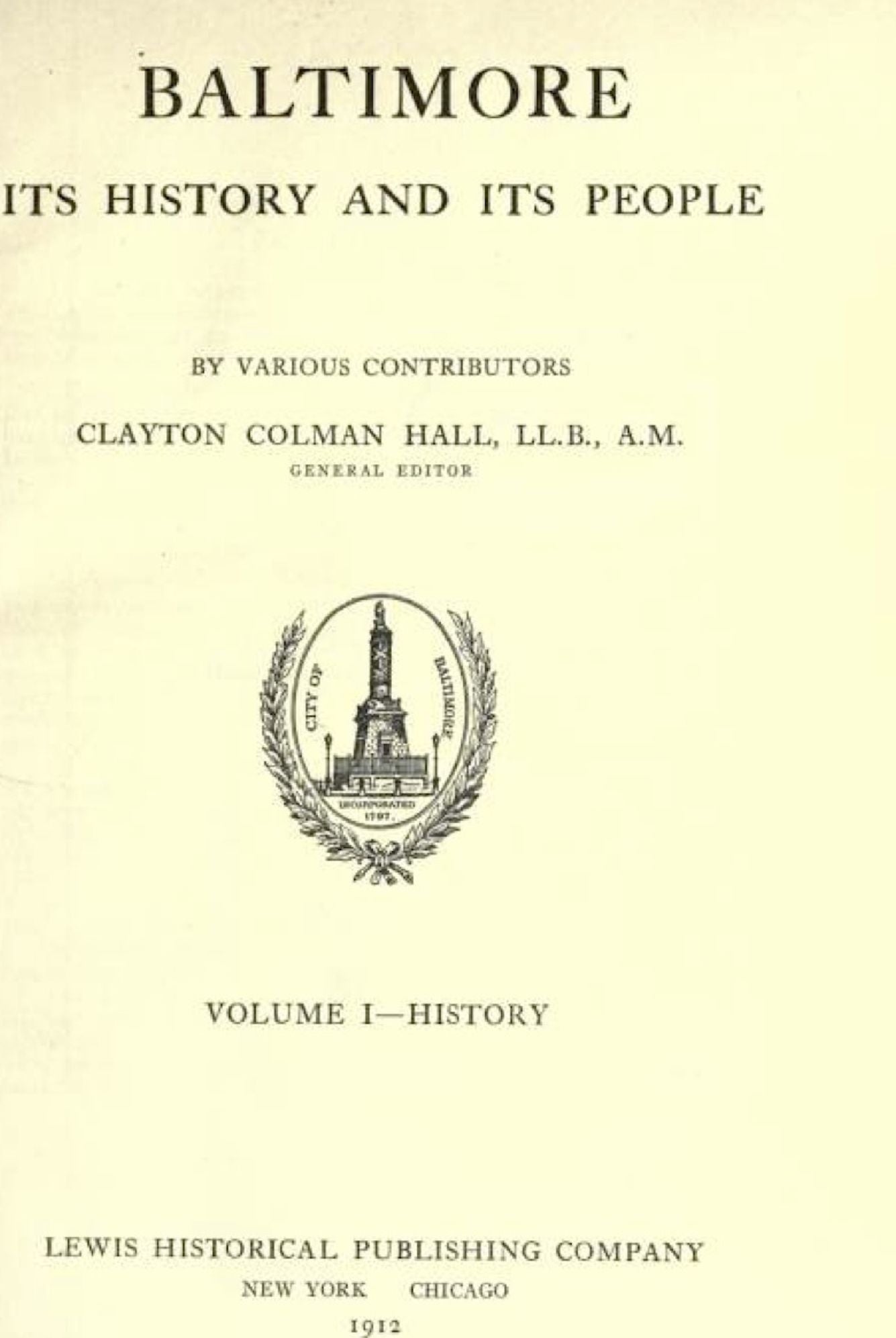 Baltimore: Its History and Its People, Vol. 1