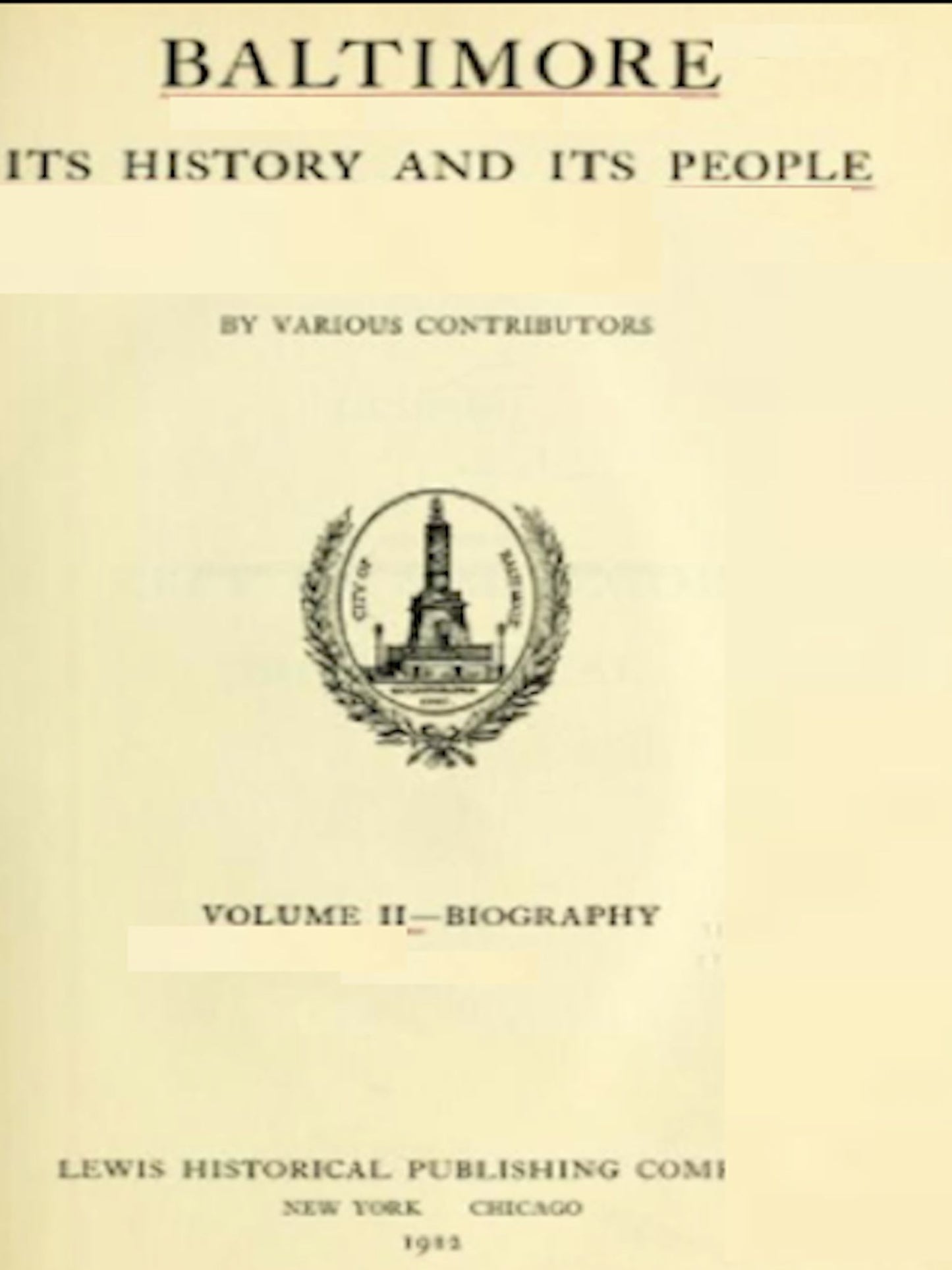 Baltimore: Its History and Its People, Vol. II