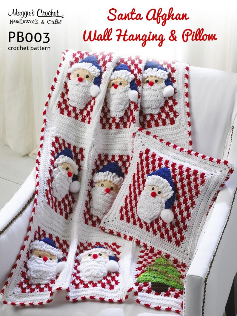 Crochet Pattern Santa Pillow and Afghan or Wall Hanging PB003-R