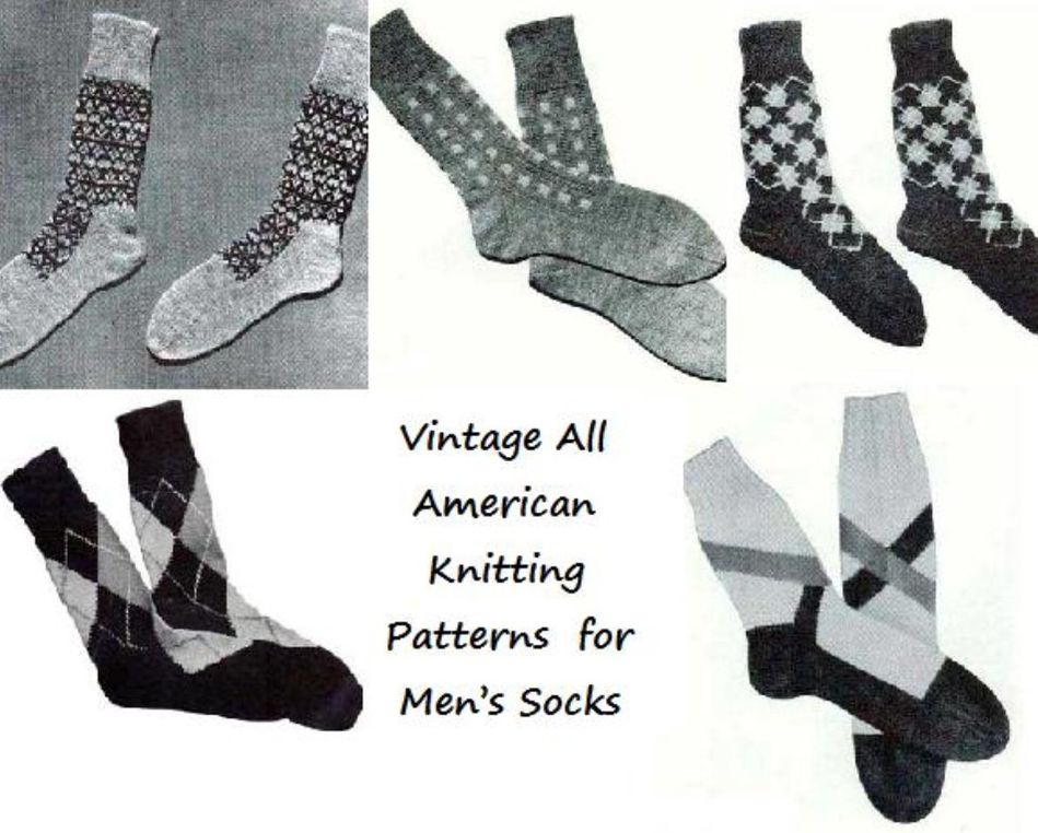 Vintage All American Knitting Patterns for Men’s Socks