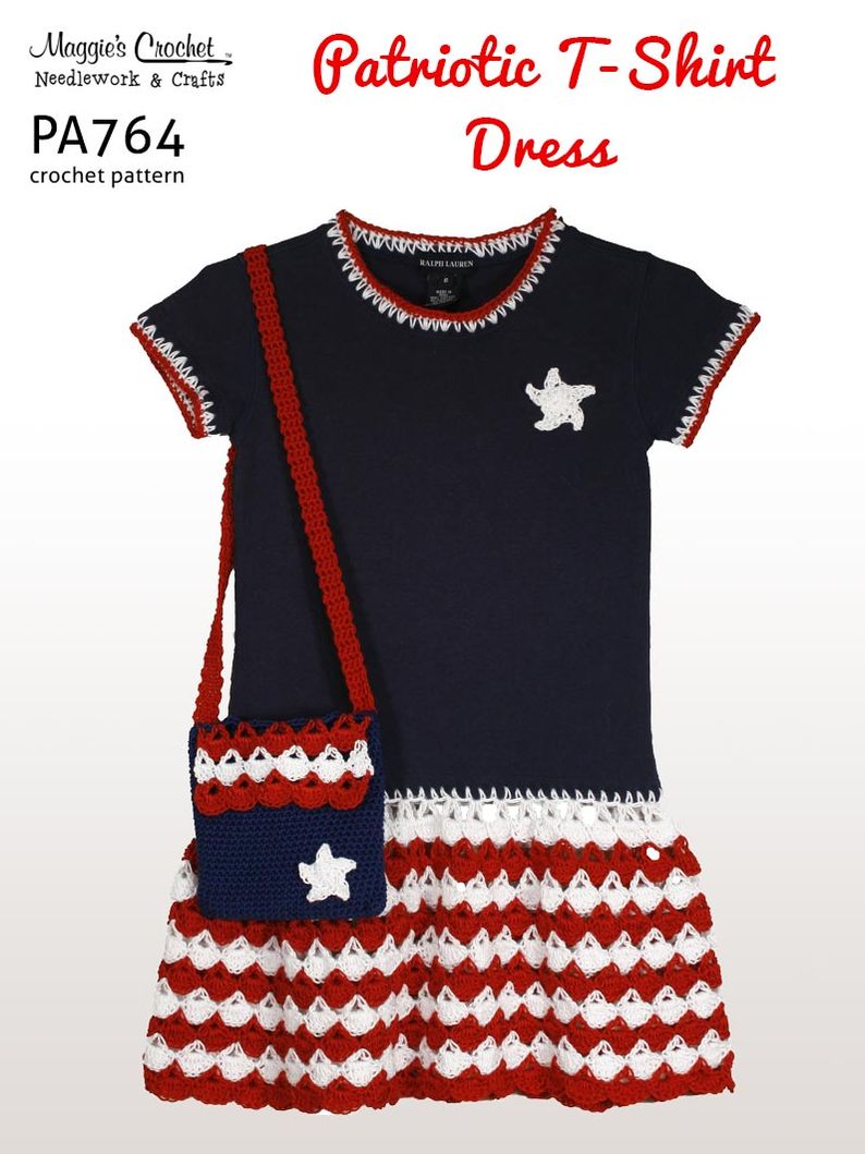 PA764-R Patriotic T-shirt Dress Crochet Pattern