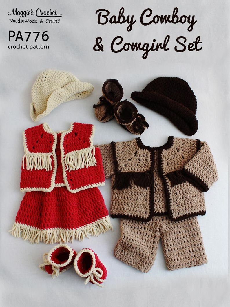 PA776-R Cowboy (Cowgirl) Set Crochet Pattern