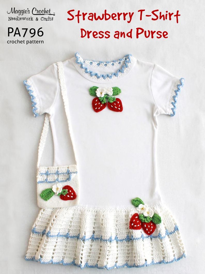 PA796-R Strawberry T-Shirt Dress Crochet Pattern