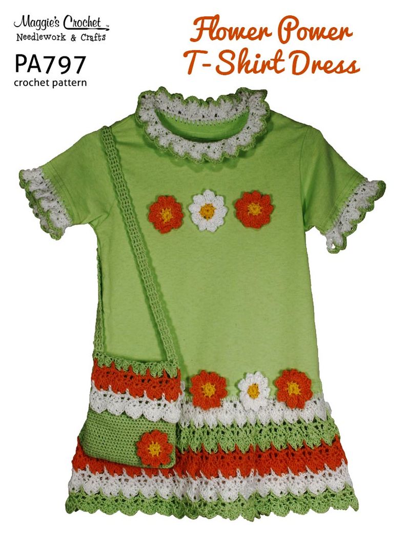 PA797-R Flower T-shirt Dress Crochet Pattern