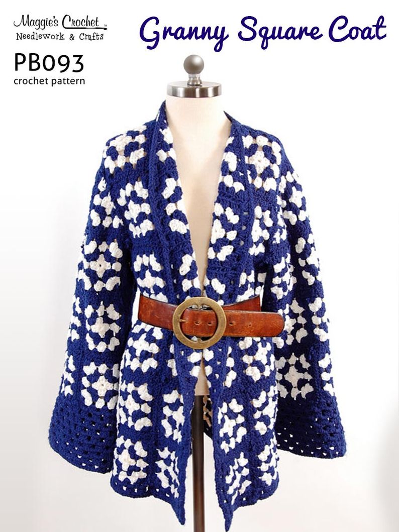 PB093-R Granny Square Coat Crochet Pattern